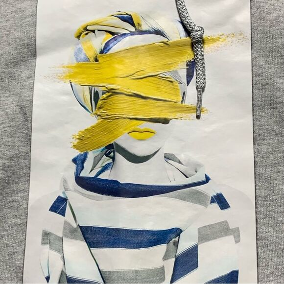 Gildan Heavy Blend Men's Graphic Print Gray String Hoodie Sweatshirt - Picture 3 of 8